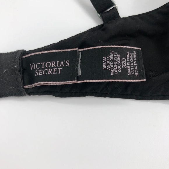 Victorias Secret Dream Angels Padded Demi Bra 32D Black Push Up Underwire - Picture 6 of 7